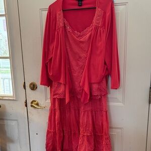 Lane Bryant Coral Knit skirt and tank Set with Jacket sz 18/20